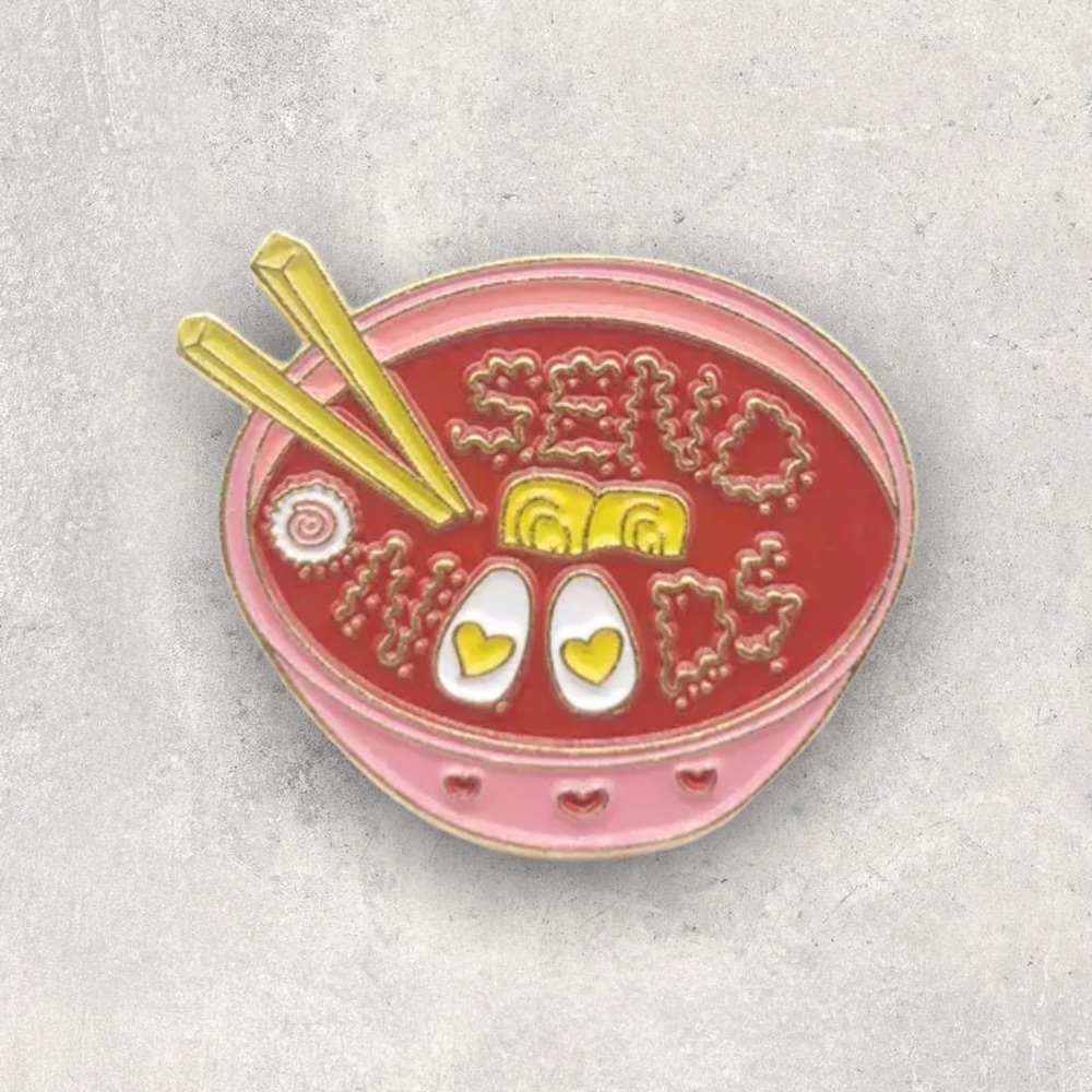 NEW Send Noods Ramen Noodle Bowl Enamel Pin Brooch - Picture 1 of 2